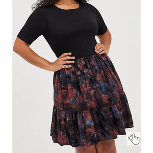 TORRID TIERED MIDI DRESS - SUPER SOFT & CHALLIS MULTI PLAID SZ 4/26